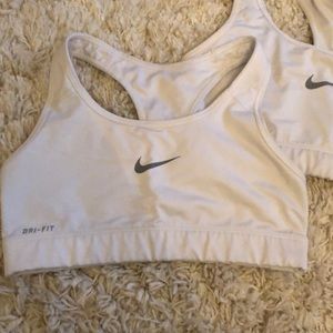 White Nike sports bra